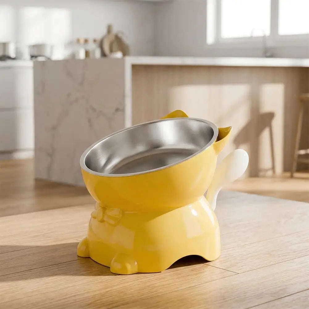 Raised Stainless Cat Bowl with Ears