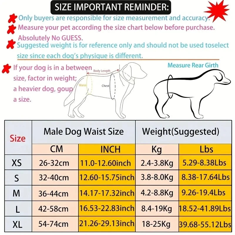 Washable Male Dog Belly Band