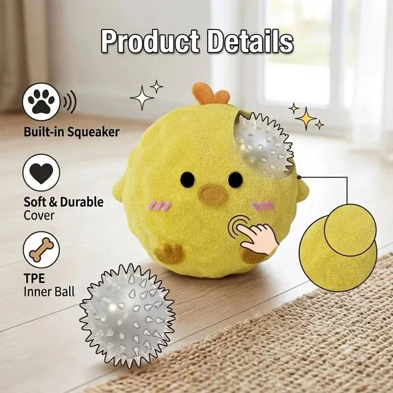 Plush-Covered Spiky Squeaky Ball