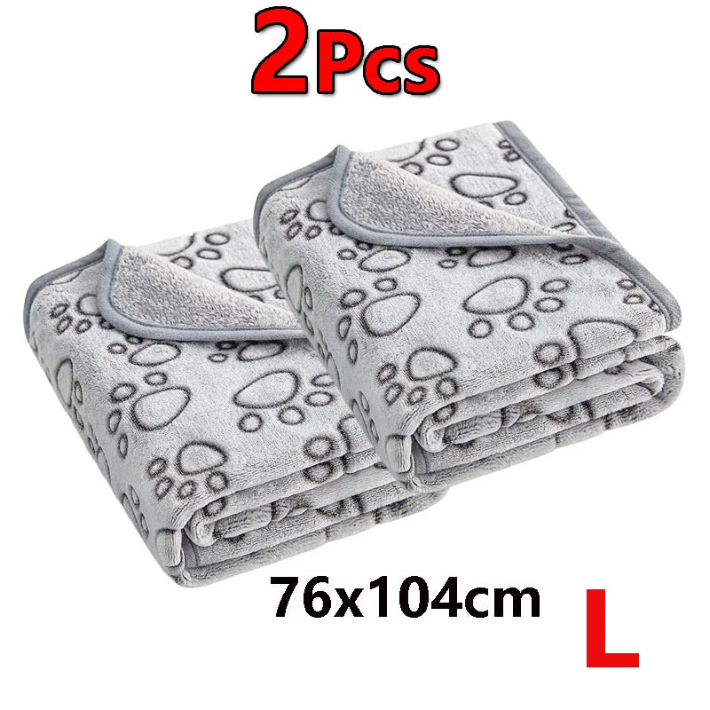 Fluffy Paw Print Blankets (Set of 2)