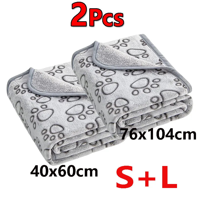 Fluffy Paw Print Blankets (Set of 2)