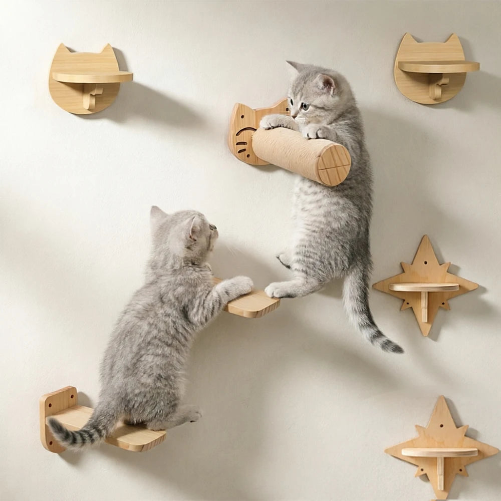 Solid Wood Cat Wall Steps