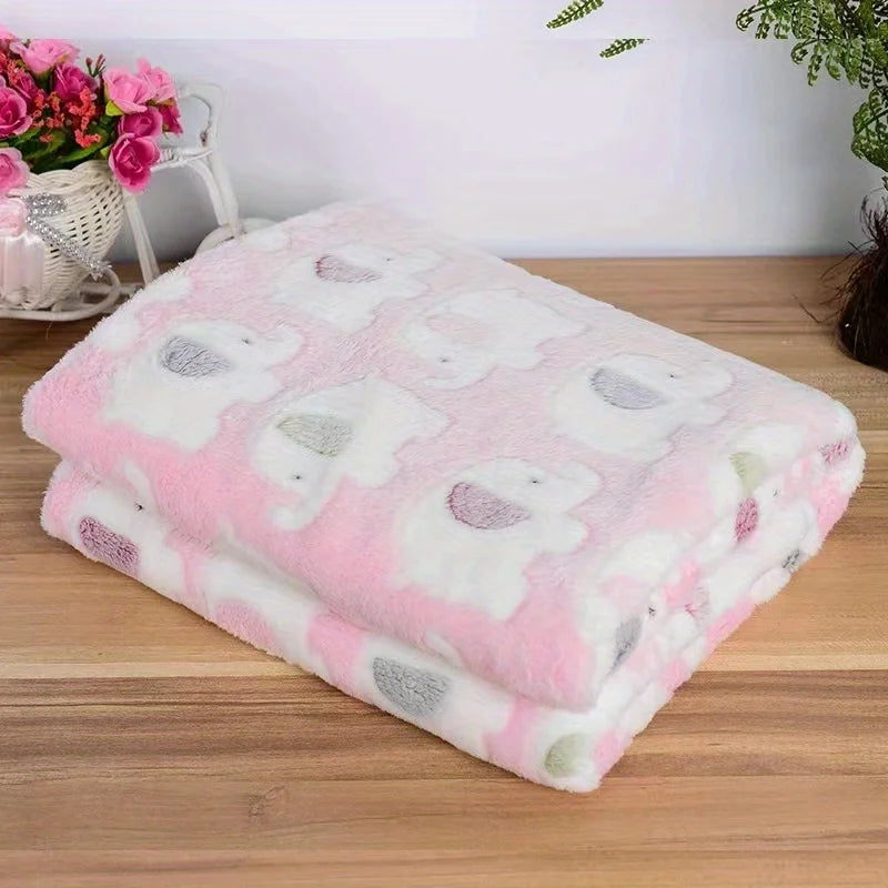 Elephant Print Fleece Blanket