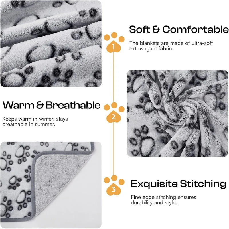 Fluffy Paw Print Blankets (Set of 2)