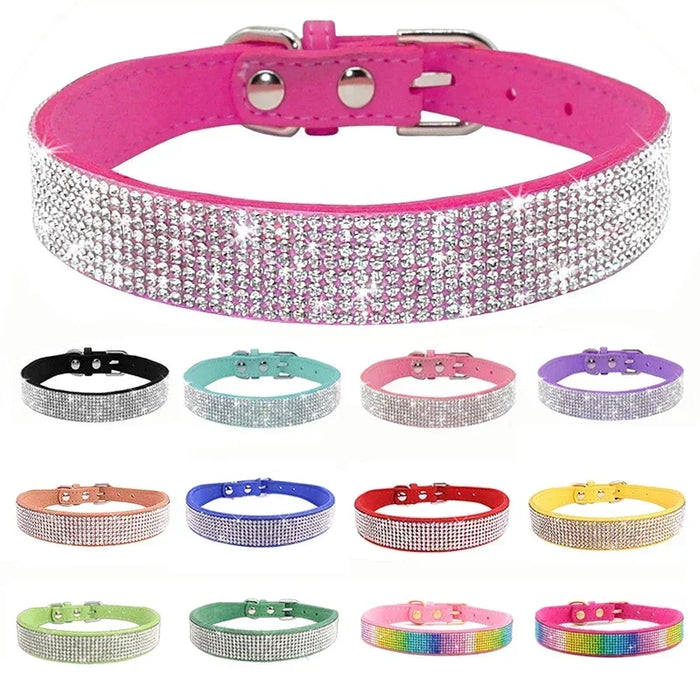 Crystal Suede Dog Collar