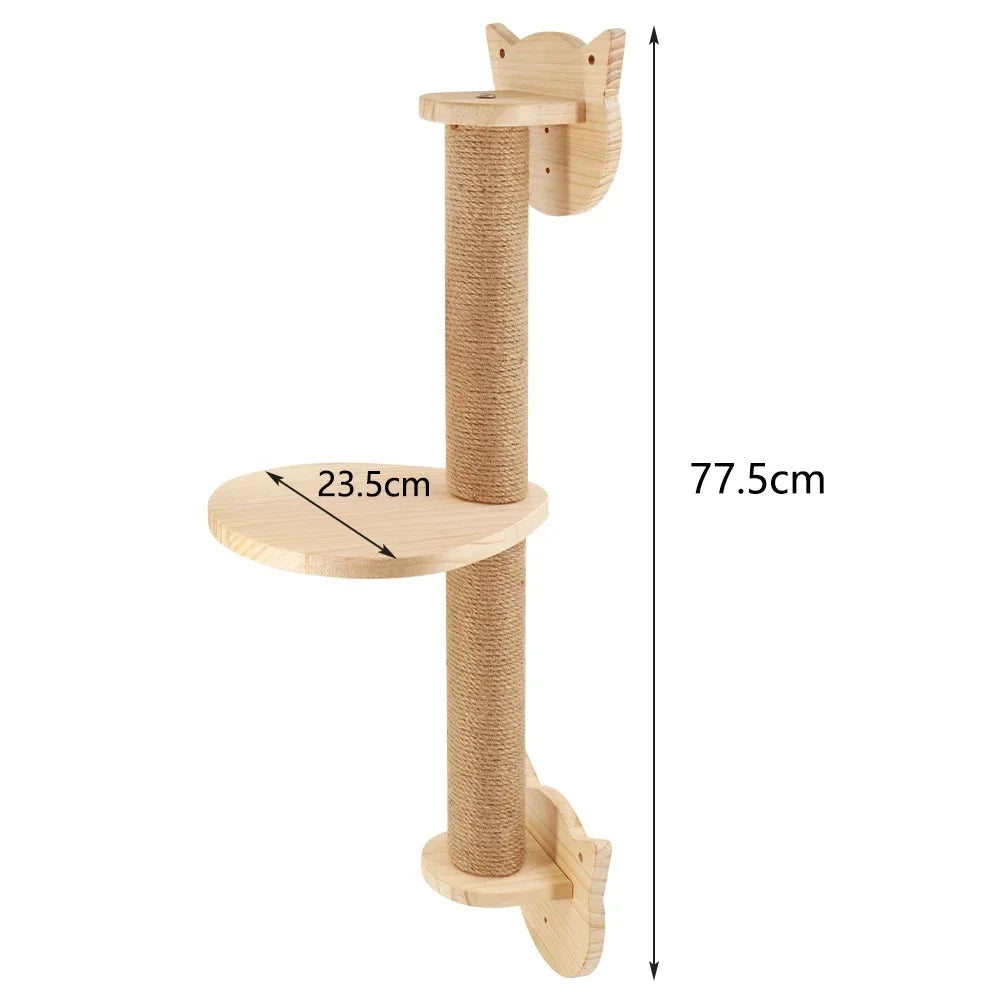 Wall-Mounted Wooden Cat Climbing Set