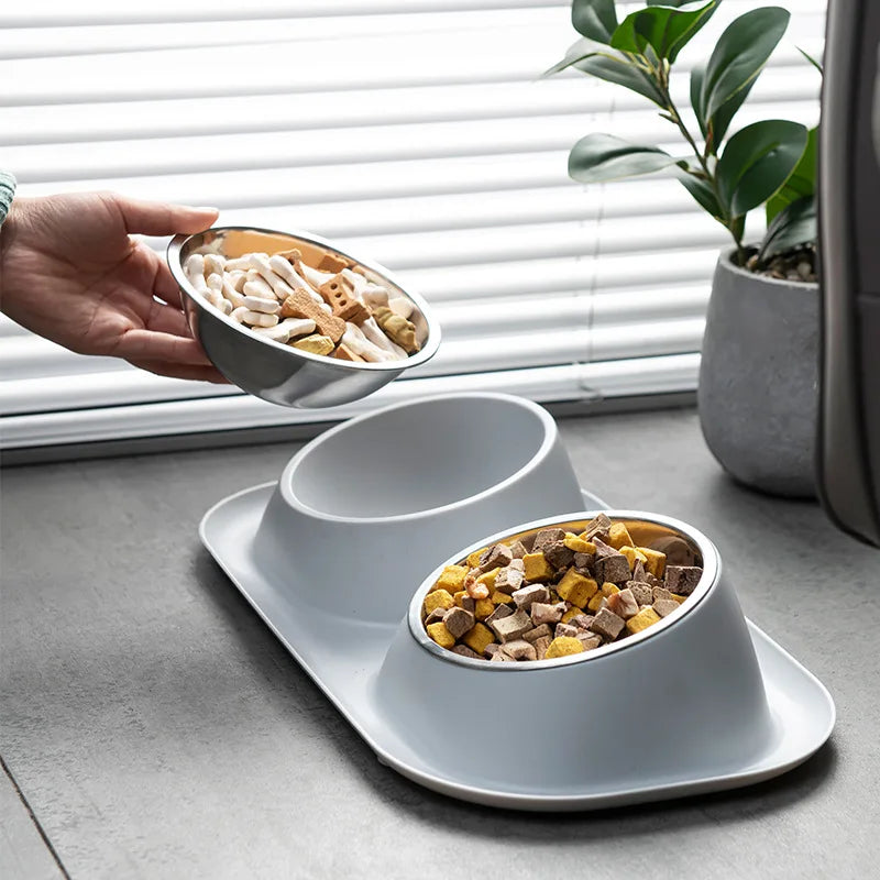 Stainless Double Bowl with Non-Slip Base