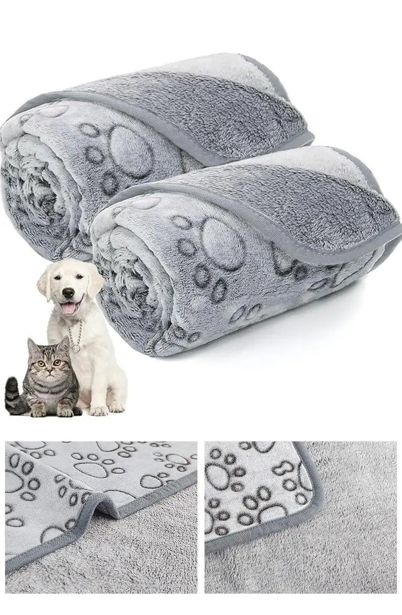 Fluffy Paw Print Blankets (Set of 2)