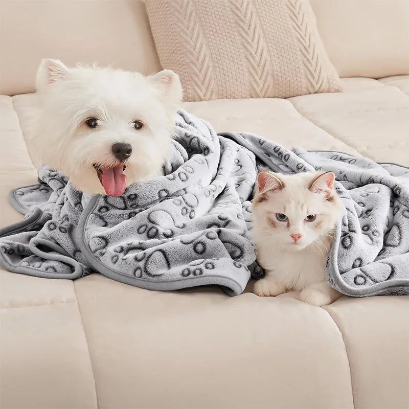 Fluffy Paw Print Blankets (Set of 2)