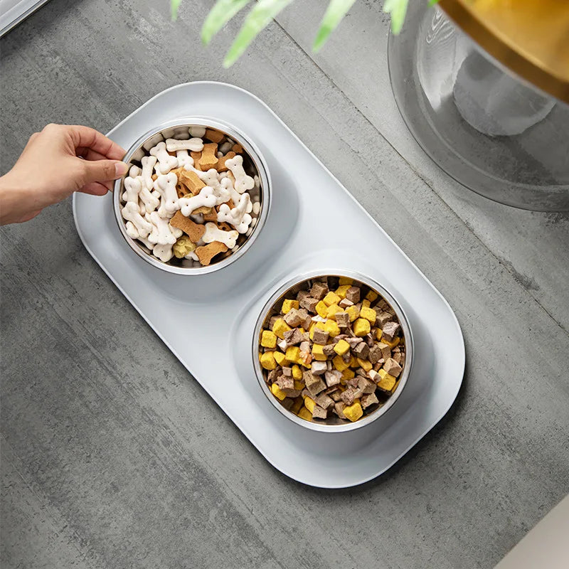 Stainless Double Bowl with Non-Slip Base
