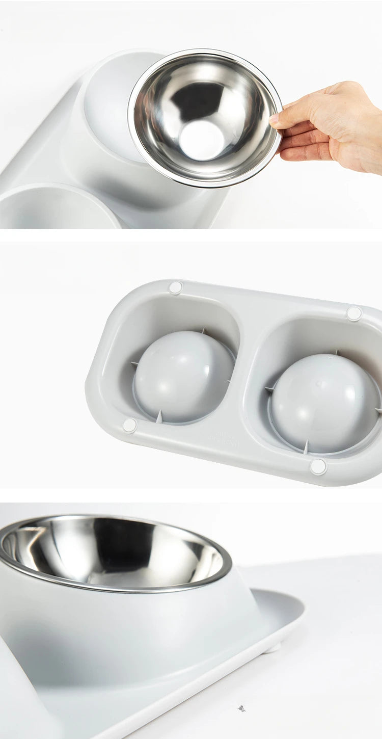 Stainless Double Bowl with Non-Slip Base