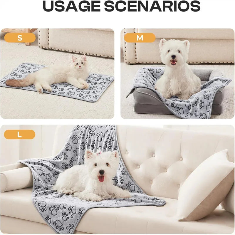 Fluffy Paw Print Blankets (Set of 2)
