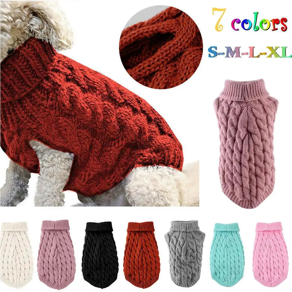 Turtleneck Cable-Knit Dog Jumper