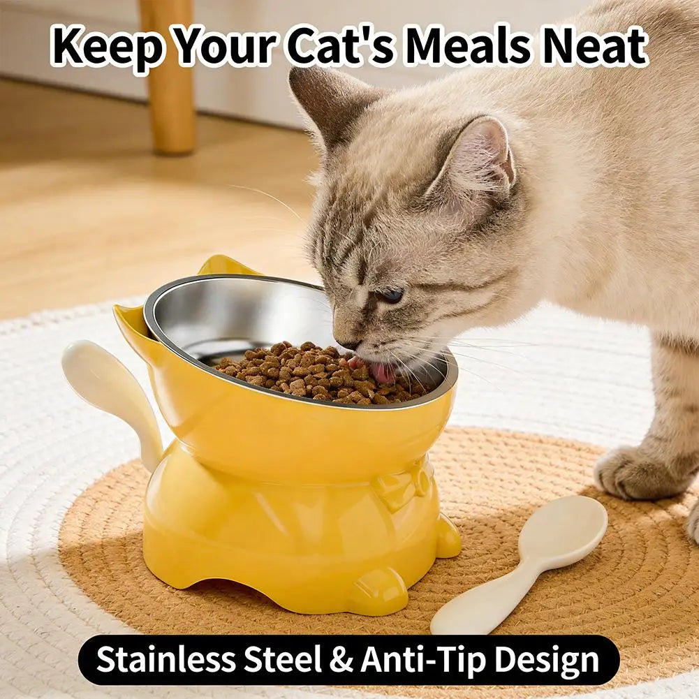 Raised Stainless Cat Bowl with Ears