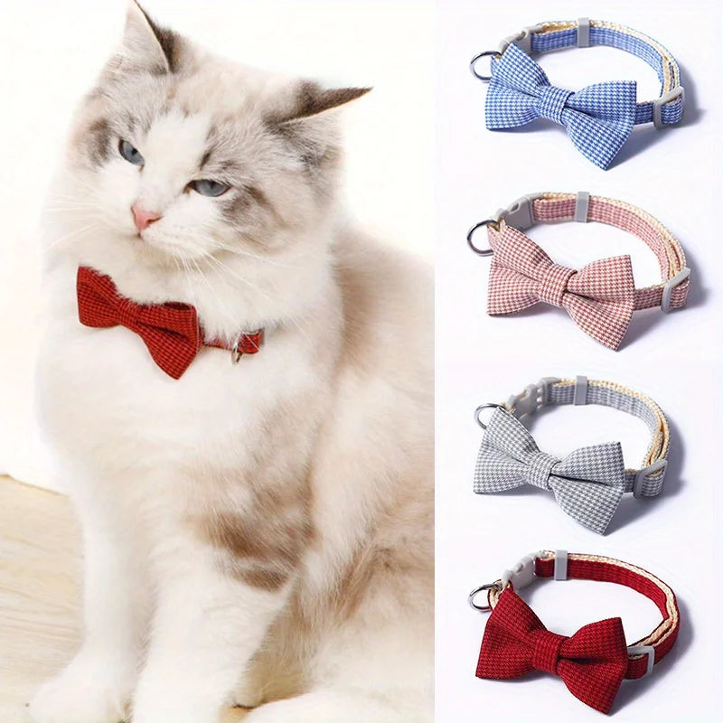 Plaid Bow-Tie Cat Collar