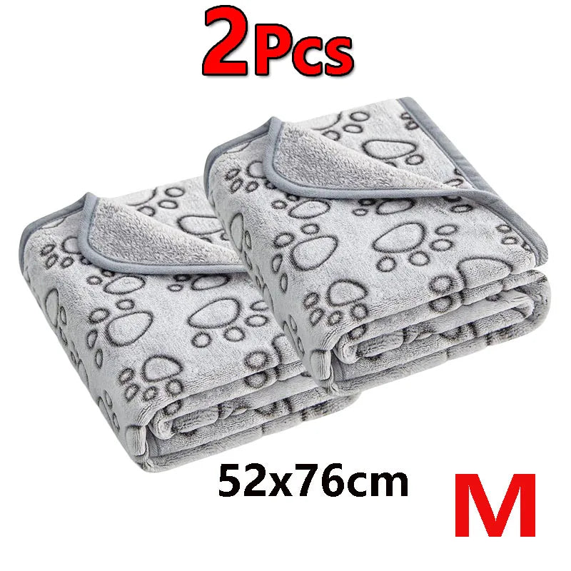 Fluffy Paw Print Blankets (Set of 2)