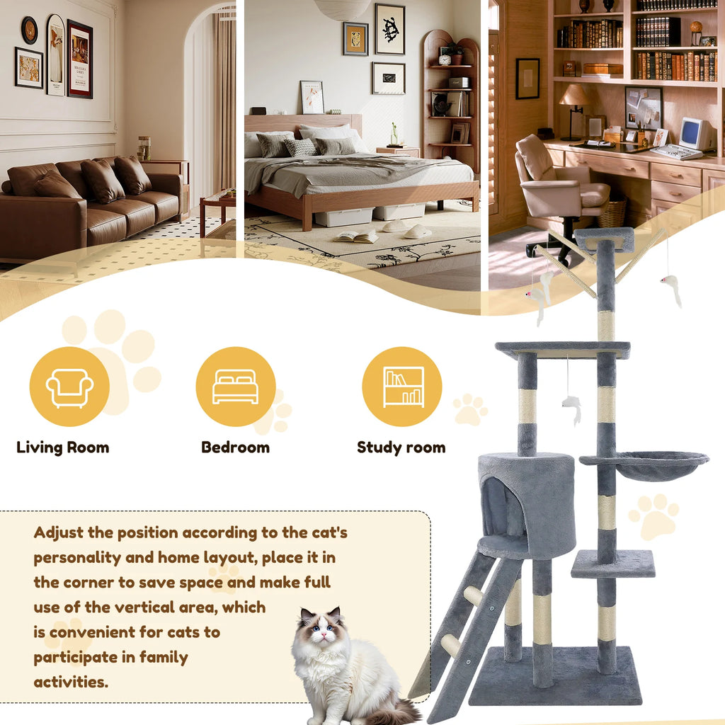 140cm Cat Tree with Condos