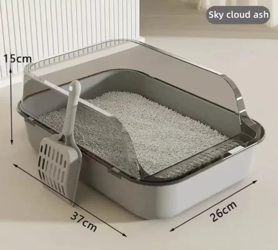 Semi-Enclosed Splash-Guard Litter Tray