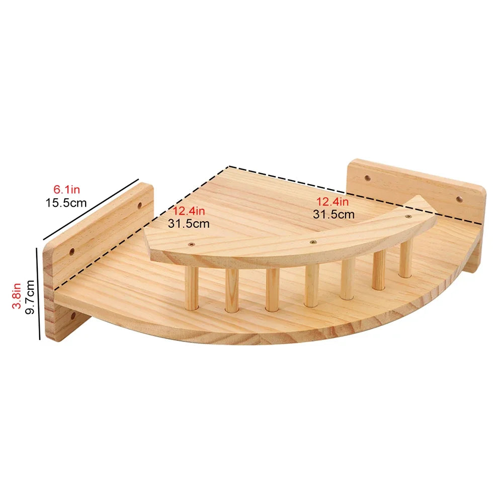 Wall-Mounted Wooden Cat Climbing Set