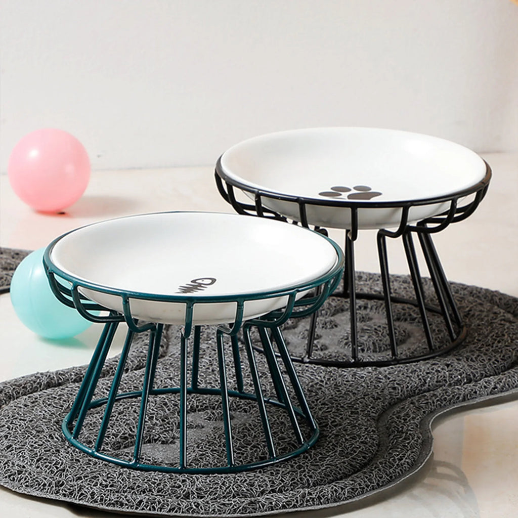 Raised Ceramic Cat Bowl