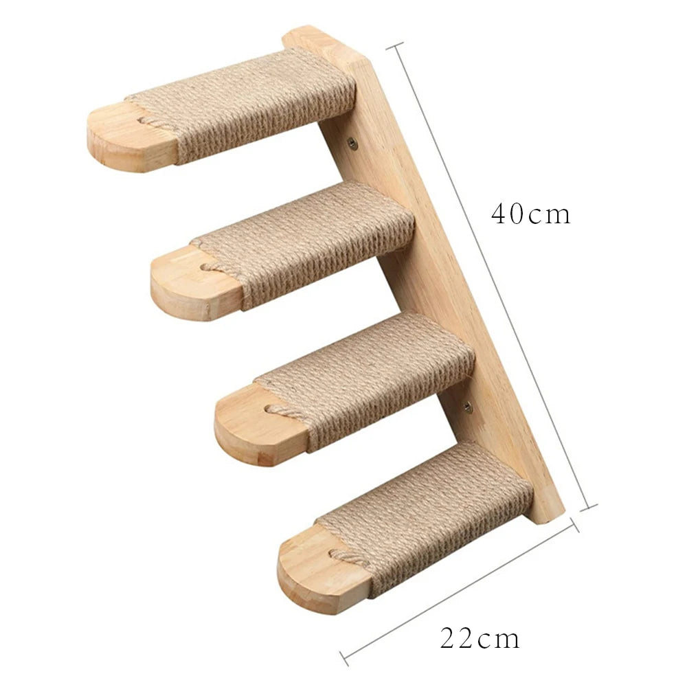 Wall-Mounted Wooden Cat Climbing Set