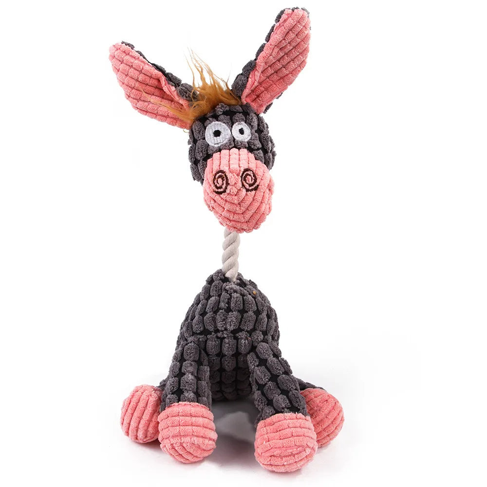 Corduroy Squeaky Animal Plush