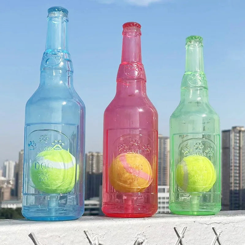 Rubber Bottle Chew Toy with Ball