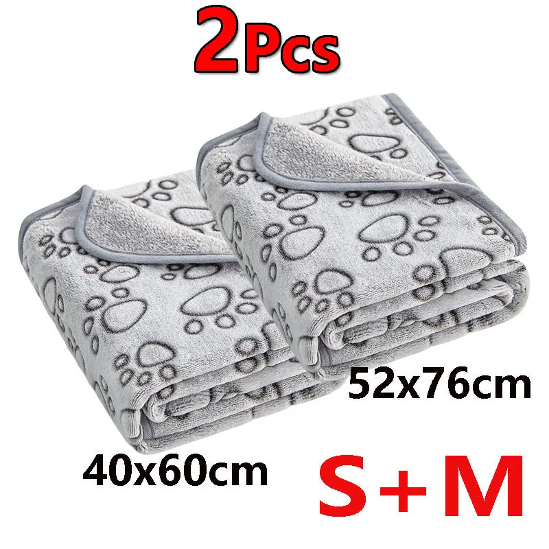 Fluffy Paw Print Blankets (Set of 2)