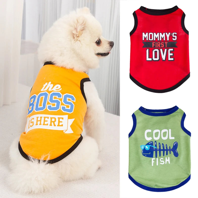 Cotton Slogan Dog Vest Tee