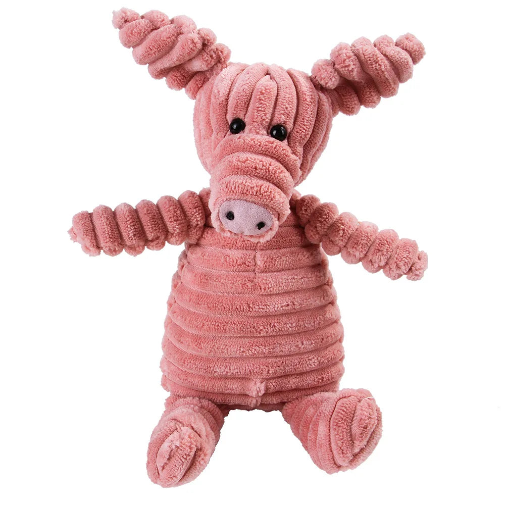 Corduroy Squeaky Animal Plush