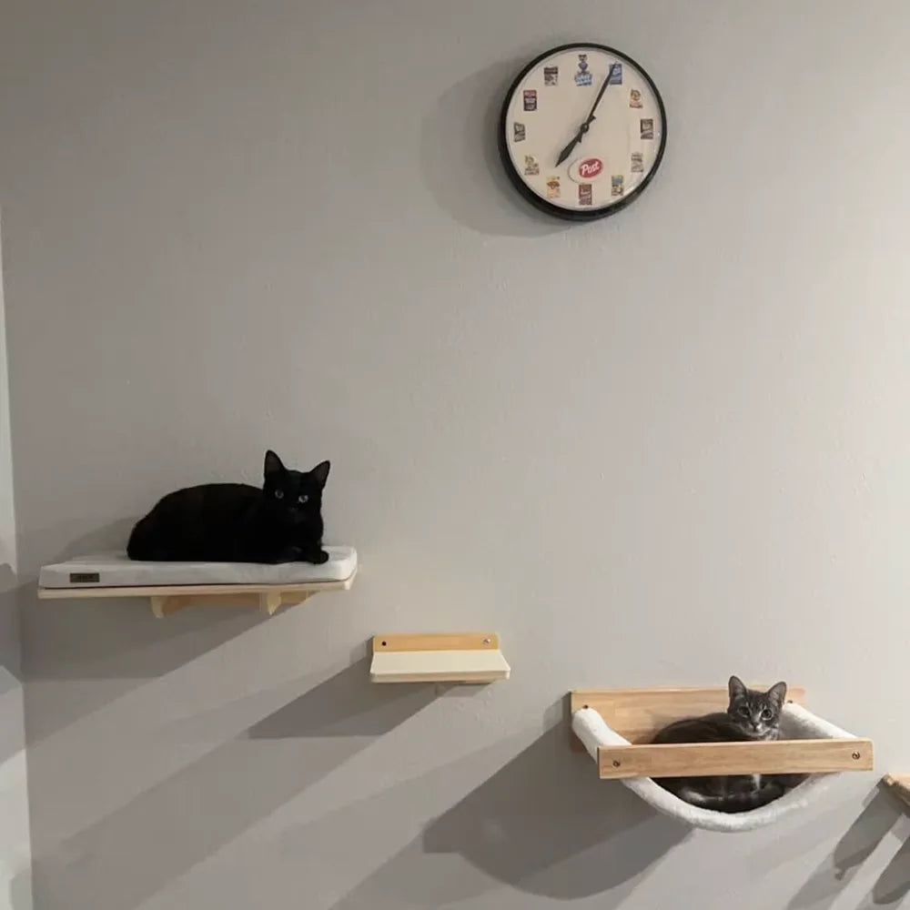 Wall-Mounted Wooden Cat Climbing Set