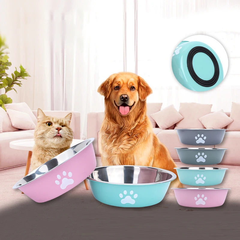 Non-Slip Stainless Paw Print Bowl